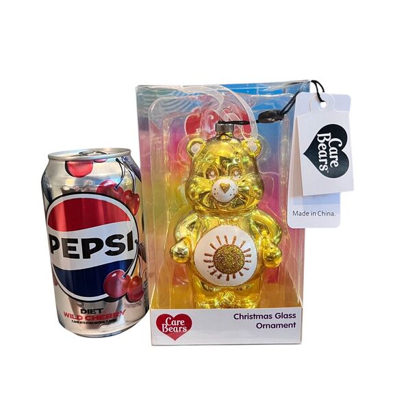 Care Bears Gold Sunshine Funshine Bear 5" Glass Christmas Ornament - Picture 6 of 6